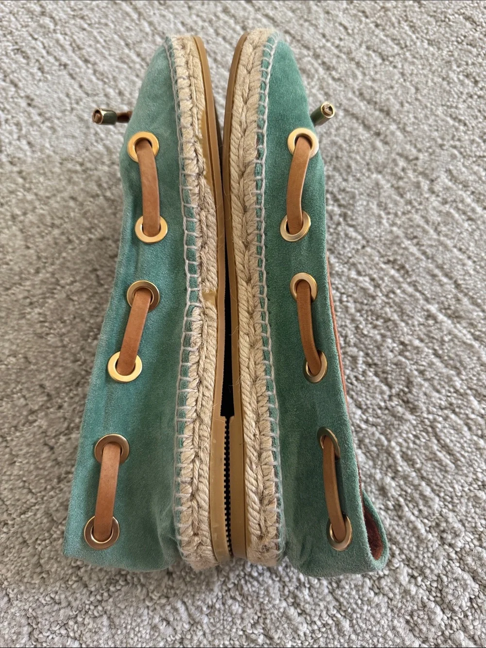 Maypol Made in Spain Aqua Suede Lace-Up Espadrille Flats EU 40